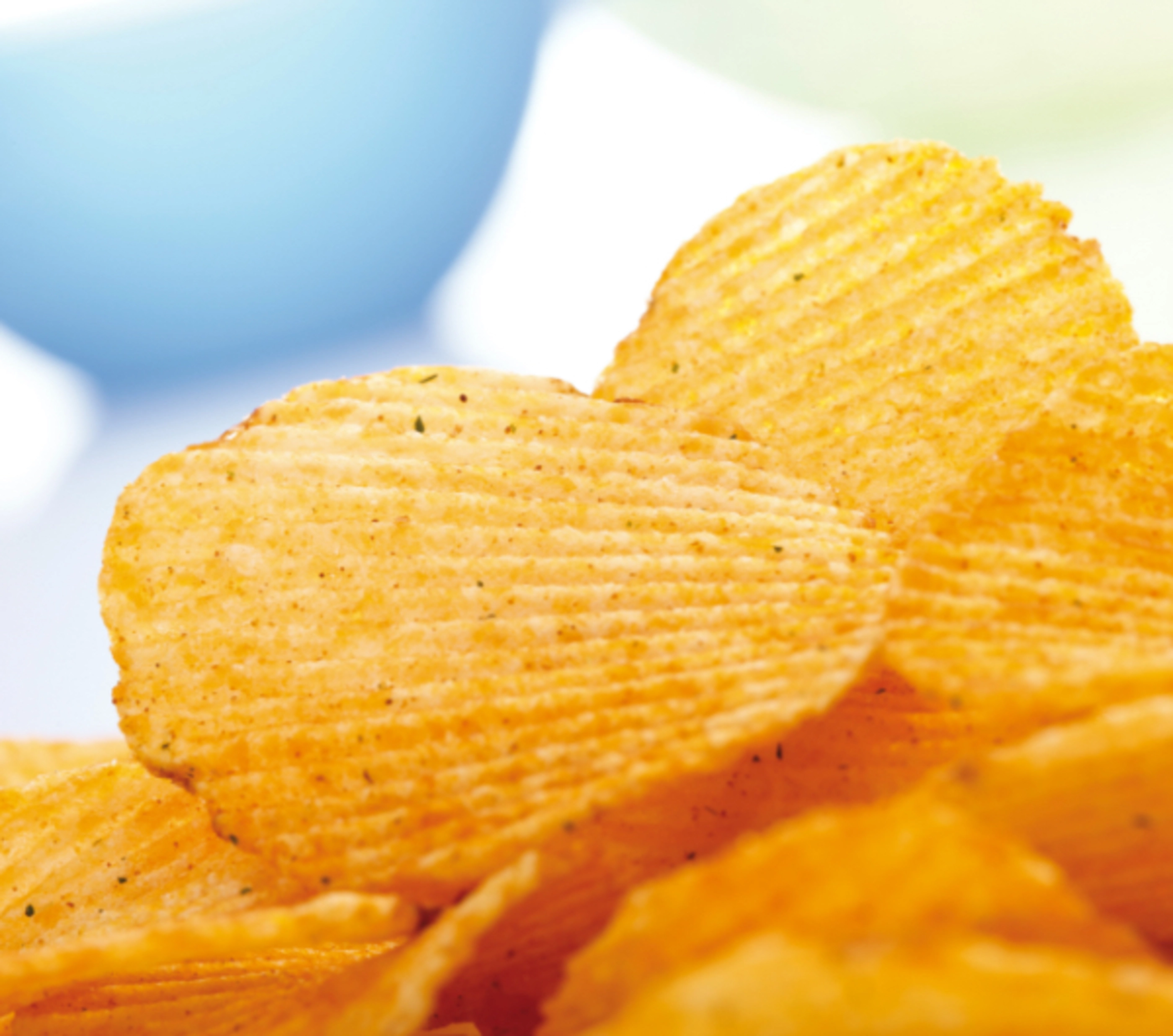 A close-up of potato chips