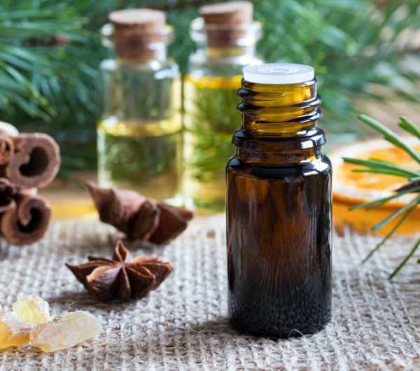 a small bottle with lavender