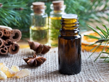a small bottle with lavender