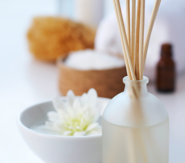 fragrance diffuser reeds in a bathroom