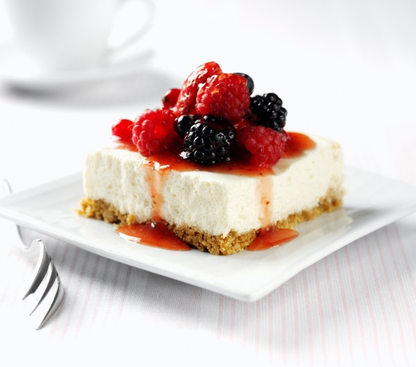 Thick and delicious looking berry cheesecake